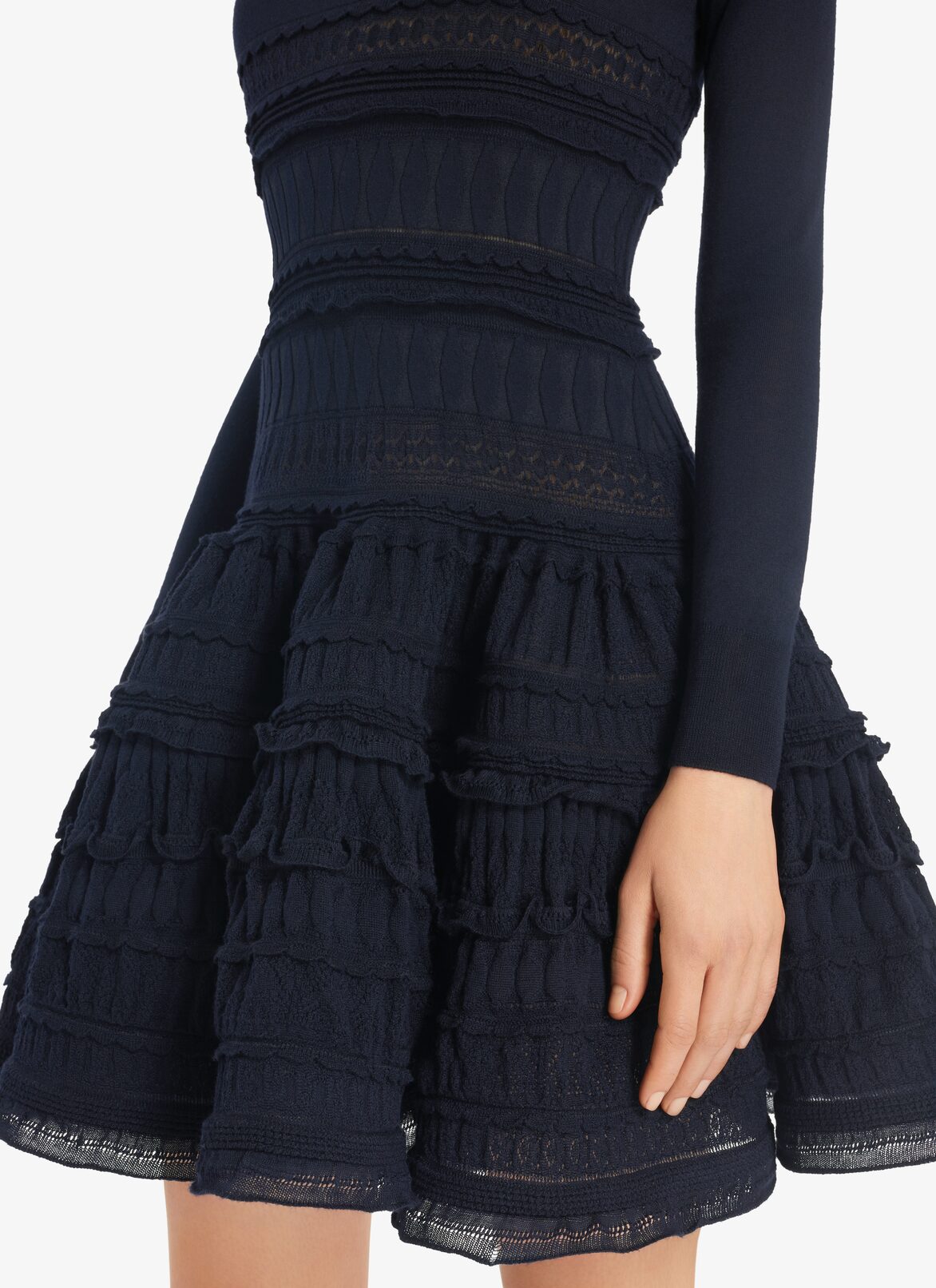 High-neck wool Crinoline dress ALAÏA MARINE HIGH-NECK WOOL CRINOLINE DRESS